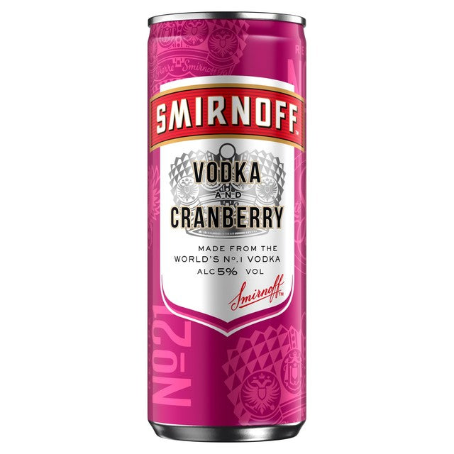 Smirnoff vodka cranberry juice canned cocktail 250ml (British brand)