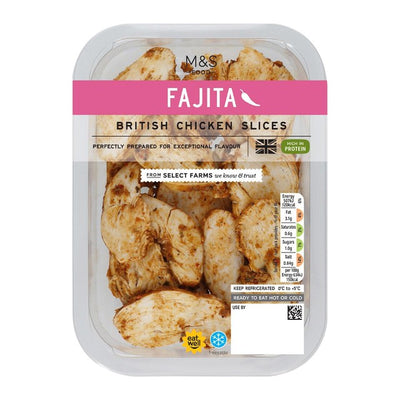 M&S Fajita Hähnchenbrustscheiben Gekochte Hähnchenscheiben 160g