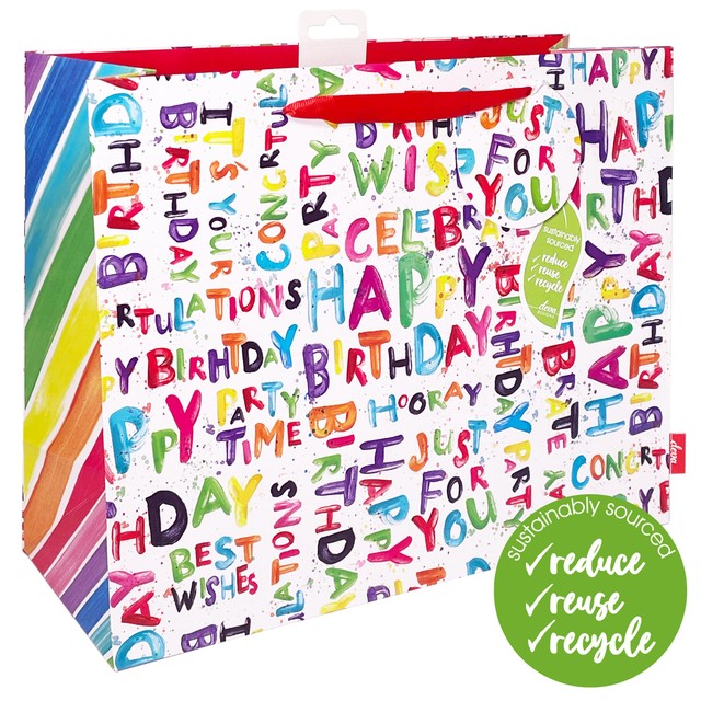 Deva Designs Happy Bright Large Gift Bag, UK version
