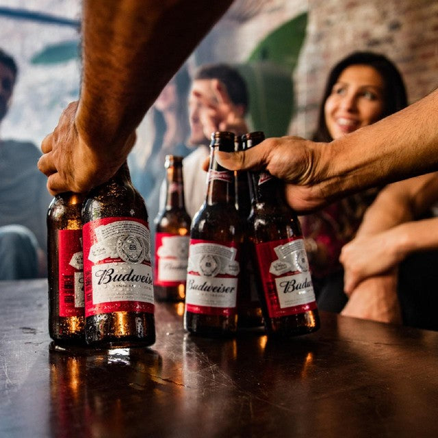 Budweiser lager beer bottles (British brand)