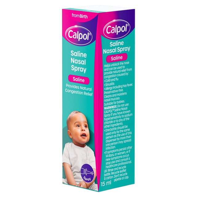 Calpol saline nasal spray for babies from birth 15ml - British product
