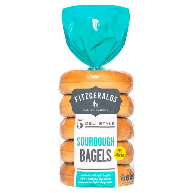 Fitzgeralds sourdough sliced bagels 5 pack - British product