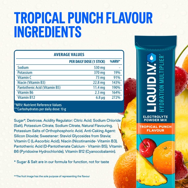 Liquid IV Tropical Punch hydration electrolytes, UK version
