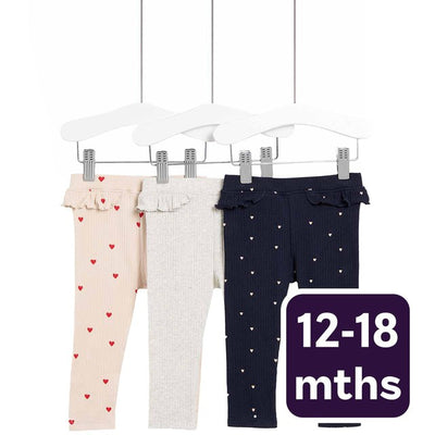 M&S M&S Hjerte Bomullsleggings Marineblå/Rosa Baby-leggings 12-18 måneder - Kjøp online hos McGrocer