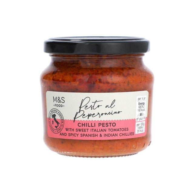M&S chilli pesto sauce 190g, imported from the UK