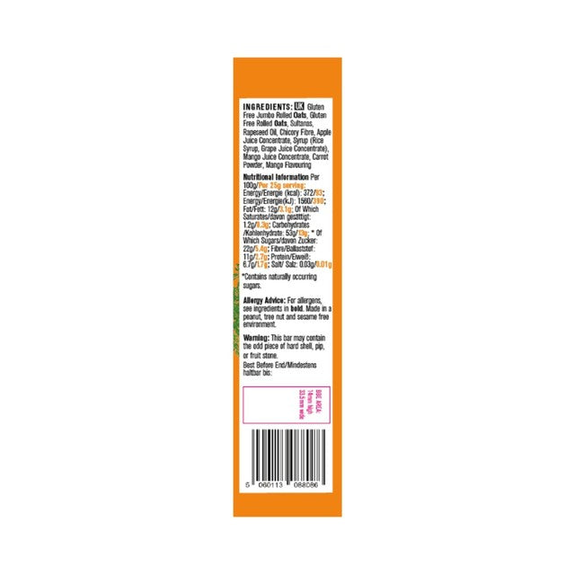 Creative Nature Mango & Carrot snack bars 4 x 25g, imported from the UK