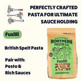 Northern Pasta Fusilli pasta 450g, imported from the UK