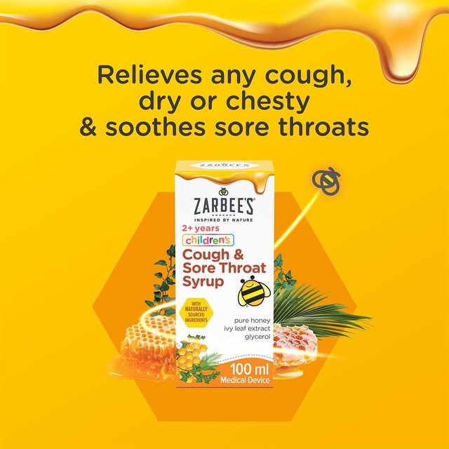 Zarbee's Children's Cough & Sore Throat Syrup 100ml (British brand)
