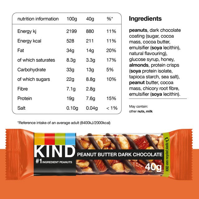KIND peanut butter & dark chocolate snack bars 12 x 40g, UK version