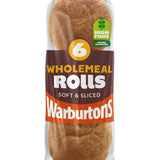 Warburtons sliced wholemeal rolls 6 pack (British brand)