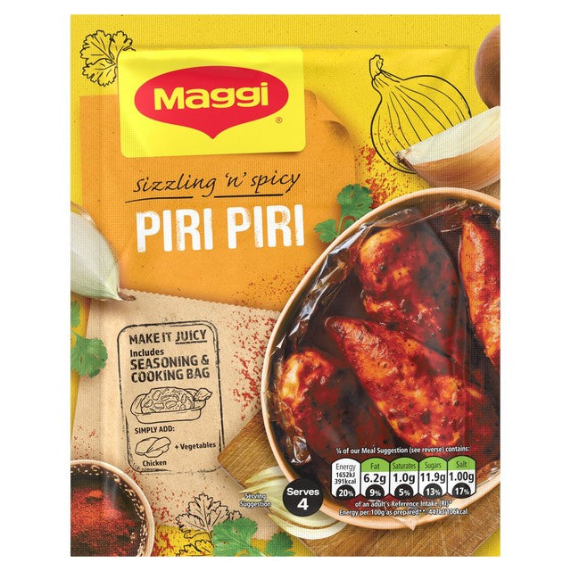 Maggi Smoky Piri Piri recipe mix 27g, imported from the UK