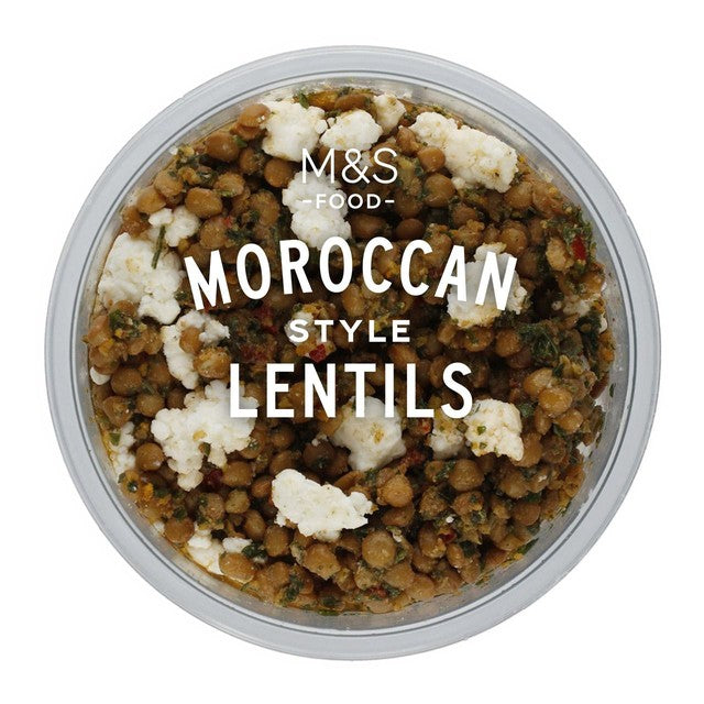 M&S Moroccan style lentil pot with feta and orange zest 130g, imported from the UK