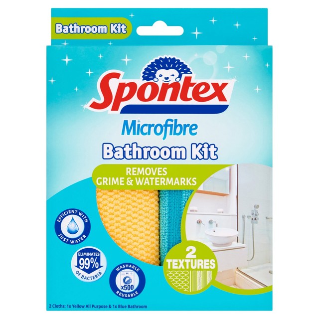 Spontex Microfibre Bathroom Kit 2 per pack (British brand)