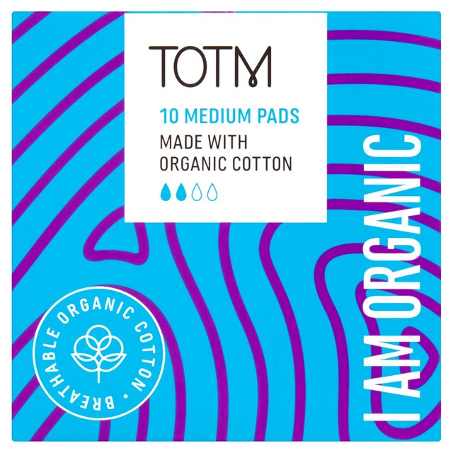 TOTM Organic Cotton Medium Pads 10 per pack (British brand)