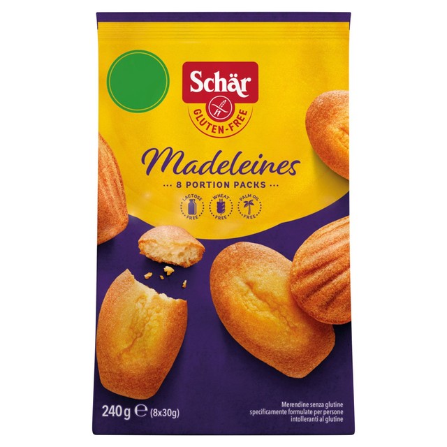 Schar Madeleines gluten-free soft cakes 240g, imported from the UK