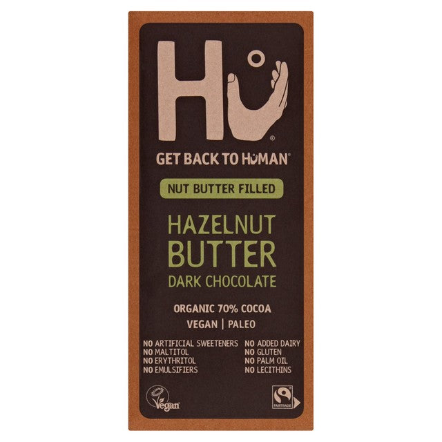 Hu dark chocolate bar with hazelnut butter filling 60g, UK version