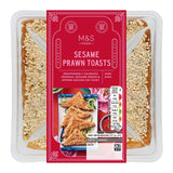 M&S prawn toast triangles with sesame seeds and spring onions, 115g pack, imported from the UK