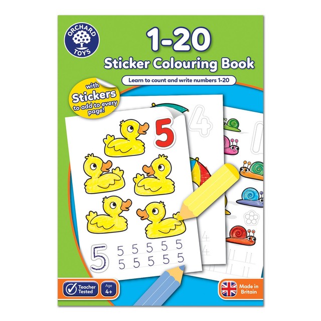 Orchard Toys 1-20 Sticker Colouring Book 297x210 mm, imported from the UK