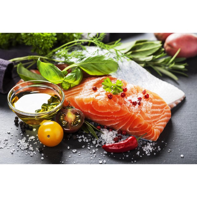 Russell's salmon fillets skin on mid/tail fillets 240g, imported from the UK