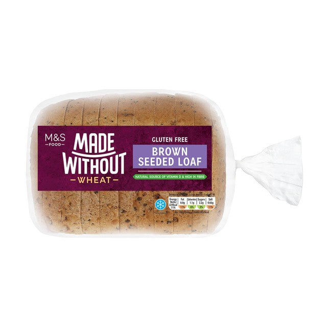 M&S brown seeded gluten-free bread loaf 400g, imported from the UK