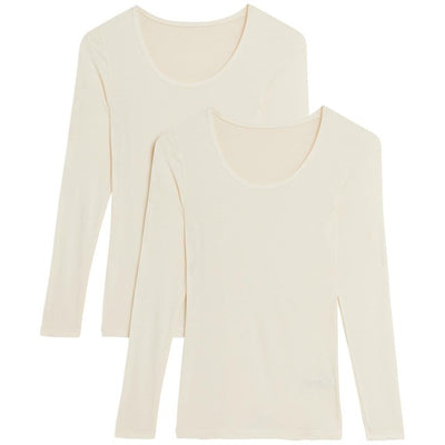 M&S Heatgen Light Thermal Long Sleeve Tops Cream 2 Pack Size 18