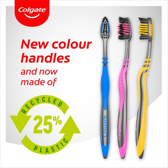 Colgate ZigZag Charcoal Medium manual toothbrush - British product
