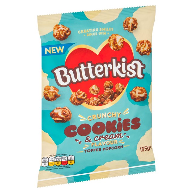 Butterkist popcorn cookies and cream toffee (British brand)