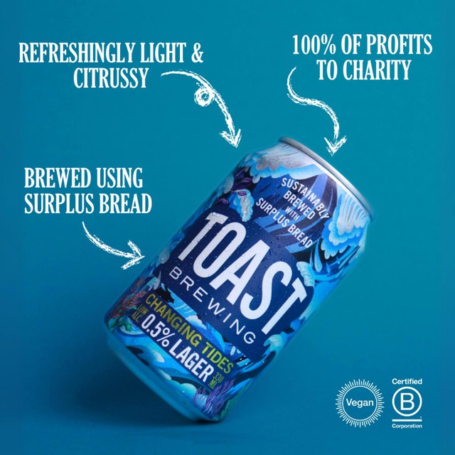 Toast Ale Changing Tides 0.5% lager 330ml (British brand)