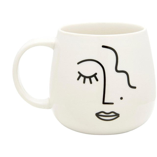 Sass & Belle Abstract Face Mug Black White Design (British brand)