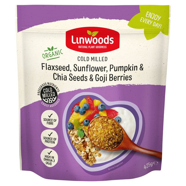 Linwoods milled seed mix with flax sunflower pumpkin chia and goji berries 425g, UK version