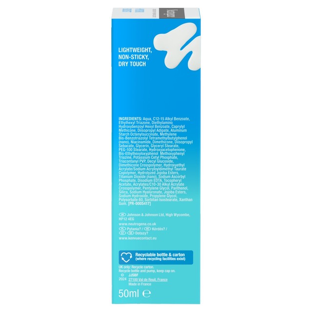 Neutrogena Hydro Boost Hydrating Fluid SPF50 50ml, imported from the UK