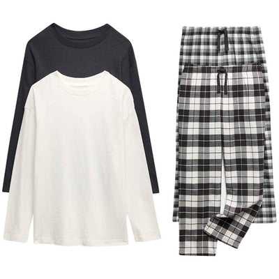 M&S M&S Check Pyjamas Black Cotton Pyjama Set 9-10 Years- Buy online at McGrocer