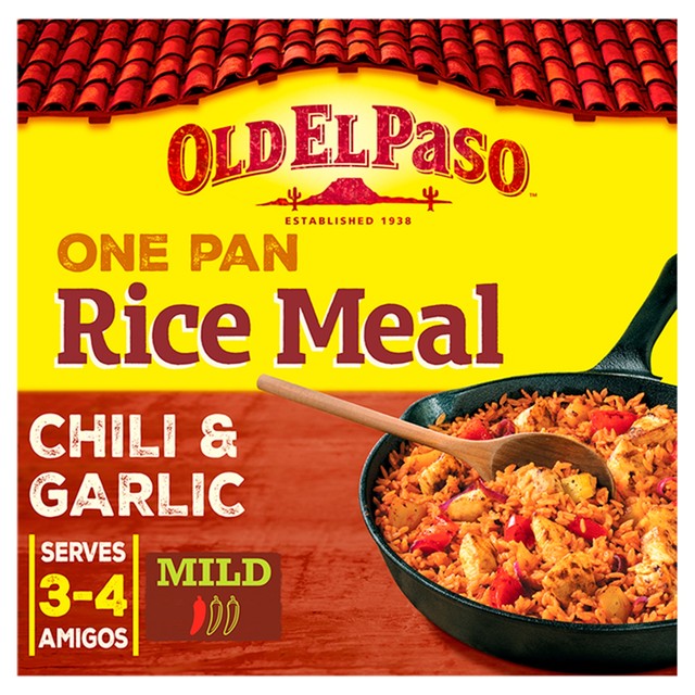 Old El Paso Chili Garlic Rice Kit 355g, imported from the UK