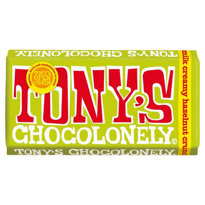 M&S Tony's Chocolonely Milk Creamy Hazelnut Crunch Chocolate Bar 180g- Buy online at McGrocer