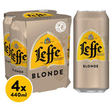 Leffe Blonde lager beer 4 x 440ml cans, UK version