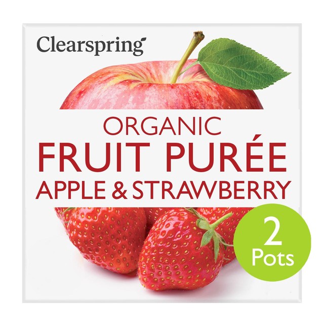 Clearspring organic apple and strawberry puree 2 x 100g - British product