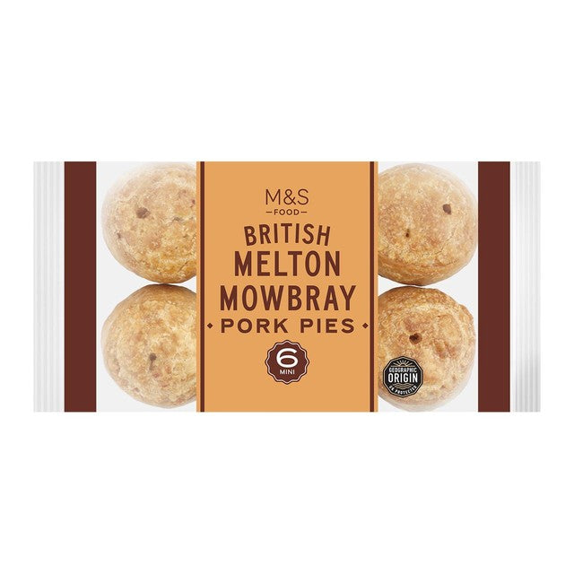 M&S Mini Melton Mowbray pork pies pack of 6, imported from the UK