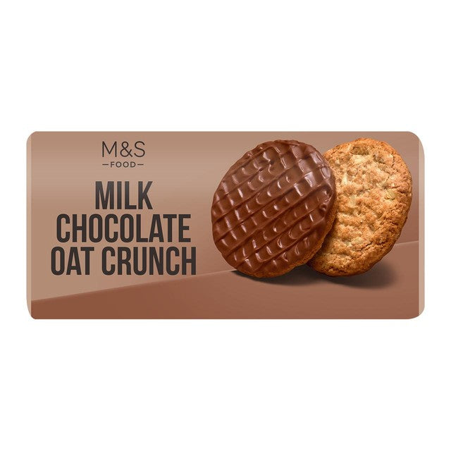 M&S chocolate coated oat crunch biscuits 300g, imported from the UK