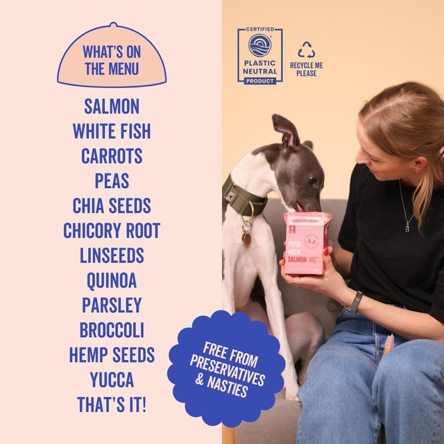 Marleybones wet dog food Salmon & Superfoods 390g, imported from the UK