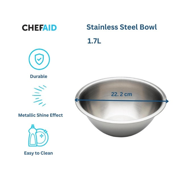 Chef Aid stainless steel bowl 22.2cm - British product