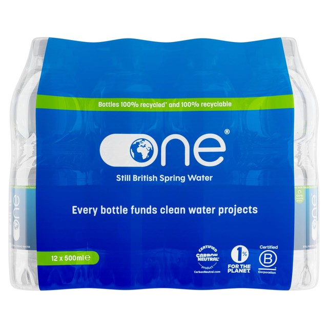 One Water still spring water 500ml bottle, imported from the UK
