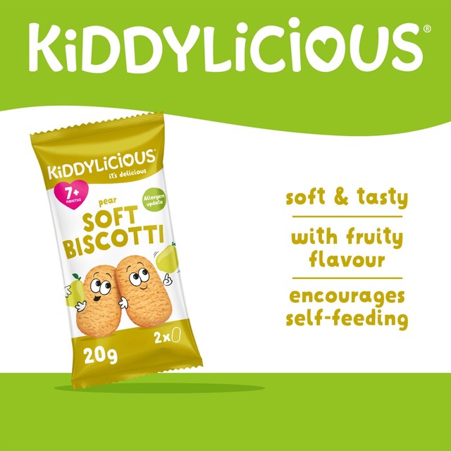 Kiddylicious pear soft biscotti baby snacks 6x20g, UK version