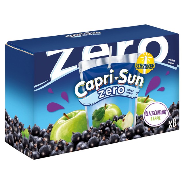 Capri Sun Zero Blackcurrant juice drink pouches 8x200ml - British product