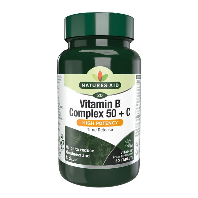 Natures Aid B Complex 50 Plus C tablets, imported from the UK