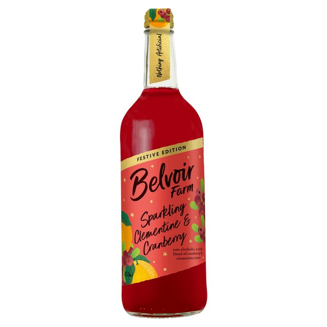 Belvoir clementine and cranberry sparkling drink 750ml - British product
