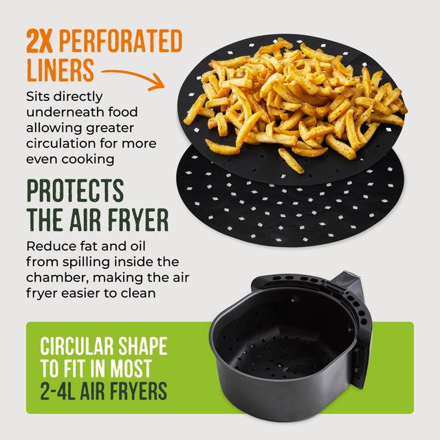 Tower air fryer liners pack of 2 black 28cm, UK version