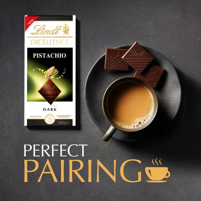 Lindt Excellence pistachio dark chocolate bar 100g, UK version
