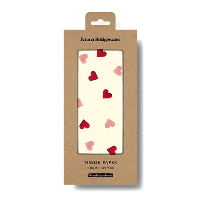 Papier de soie Woodmansterne Emma Bridgewater Cœurs Roses Lot de 4