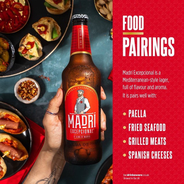 Madri Excepcional lager 4 x 330ml bottles, imported from the UK
