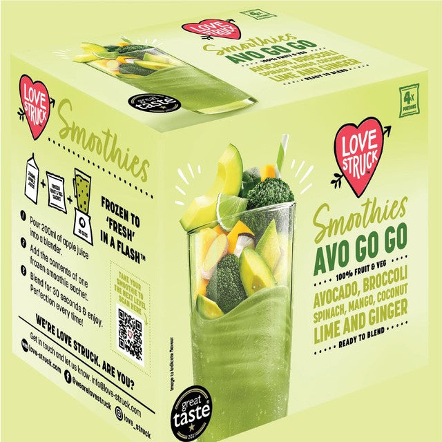 Love Smoothie avocado, mango spinach and coconut smoothie mix 4 x 120g, UK version